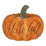 15" X 17" Orange And Brown Pumpkin Hello Fall Hanging Dimensional Sculpture