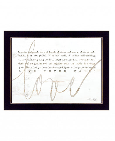 Love Never Fails 1 Black Framed Print Wall Art