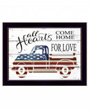 All Hearts Come Home for Love Truck Black Framed Print Wall Art