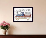 All Hearts Come Home for Love Truck Black Framed Print Wall Art