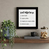 Iced Coffee Recipe Black Framed Print Wall Art