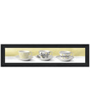 Stack of Tea CupsYellow Black Framed Print Kitchen Wall Art