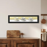 Stack of Tea CupsYellow Black Framed Print Kitchen Wall Art