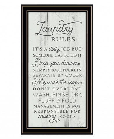 Laundry Rules 1 Black Framed Print Bathroom Wall Art