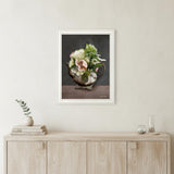 Vintage Floral Tea Pot 3 White Framed Print Kitchen Wall Art