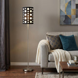 66" Steel Novelty Floor Lamp With Black And White Drum Shade