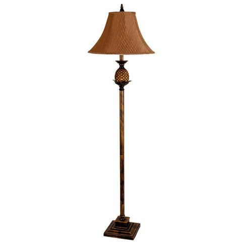 65" Brown Floor Lamp With Brown Fabric Bell Shade