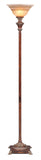 69" Brown Torchiere Floor Lamp With Brown Glass Bell Shade