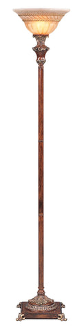 69" Brown Torchiere Floor Lamp With Brown Glass Bell Shade