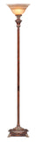 69" Brown Torchiere Floor Lamp With Brown Glass Bell Shade