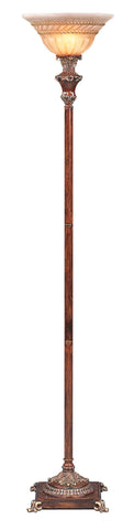 69" Brown Torchiere Floor Lamp With Brown Glass Bell Shade