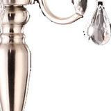 62" Silver Three Light Candelabra Floor Lamp With White Fabric Drum Shade
