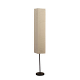 63" Black And Off White Column Floor Lamp With Off White Paper Rectangular Shade
