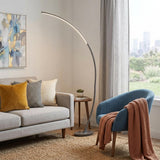 62" Silver And Soft White Arc LED Floor Lamp