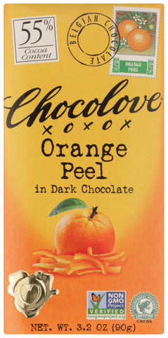 Chocolove Dark Chocolate Orange Peel Bar (12x3.2 Oz)