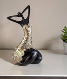 14" Dark Espresso And Gold Polyresin Woman Statue Sculpture