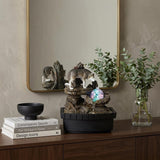 10" Black Polyresin Wolf Tabletop Fountain Sculpture