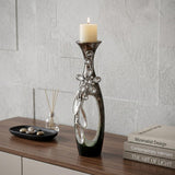 16" Ornate Faux Crystal Tabletop Pillar Candle Holder