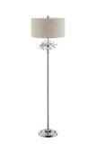 62" Silver Floor Lamp With Silver Fabric Drum Shade