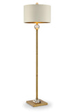 63" Gold Column Floor Lamp With Off White Metal Drum Shade