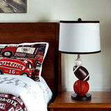 25" Black Whimsical Sports Themed Table Bedside Lamp With Drum Shade