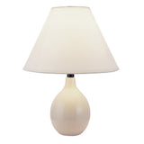 14" Beige Gourd Bedside Lamp With Drum Shade