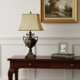 31" Gold Bedside Lamp With Bell Shade