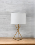 Contemporary Gold Geo Table Lamp with White Shade