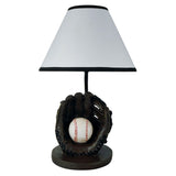 15" Black Baseball Table Lamp With Black And White Empire Shade