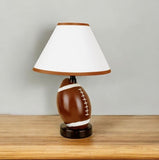 14" Brown Ceramic Novelty Bedside Lamp With Brown And White Empire Shade