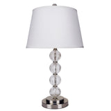 29" Silver Metal Table Lamp With White Classic Empire Shade