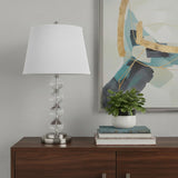 29" Silver Metal Table Lamp With White Classic Empire Shade