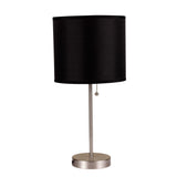 16" Silver Metal Candlestick Table Lamp With Black Classic Drum Shade