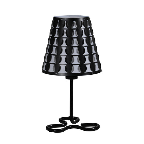 16" Black Bedside Table Lamp With Black And White Polka Dots Empire Shade