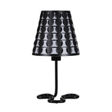 16" Black Bedside Table Lamp With Black And White Polka Dots Empire Shade