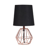 11" Copper Bedside Table Lamp With Black Empire Shade