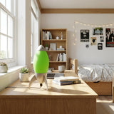 11" Green And Silver Acrylic And Metal Rocket Shaped Bedside Lamp