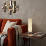 13” Modern White Sand Crystal And Steel Table Lamp