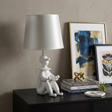 21" White Novelty Clown Table Lamp With White Empire Shade