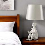 21" White Novelty Clown Table Lamp With White Empire Shade