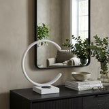 14" White Metal LED with USB Wireless Charger Table Lamp