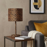 19" Amber And Black Bedside Lamp With Drum Shade