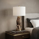 28”  Antiqued Silver Resin Owl Table or Desk Lamp