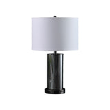 21" Glass LED Cylinder Table Lamp with Nightlight and White Drum Shade