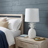 17" White Pineapple Table Lamp With Empire Shade