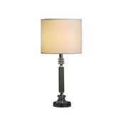 25" Silver Crystal Column With White Drum Shade Table Lamp