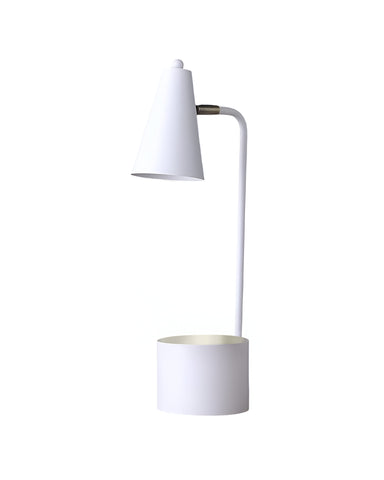 20" Compact White Metal Desk Lamp