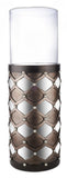 31" Bronze and Silver with Pearls Floor Hurricane Candle Holder