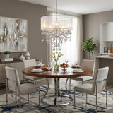 Glam Silver Faux Crystal Hanging Celing Lamp with See Thru Shade
