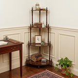 39" Brown Wood Four Tier Corner Bookcase